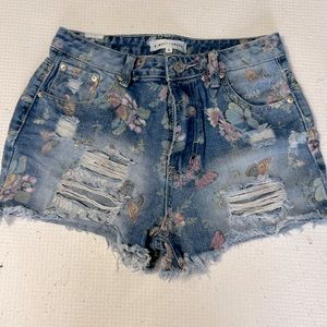 Butterfly denim shorts